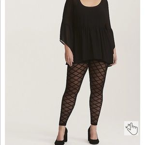 NWT torrid mesh Diamond criss cross leggings black plus size 2 skinny punk sexy